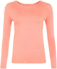 Load image into Gallery viewer, Womens Ladies Long Sleeve Stretch Plain Scoop Neck T Shirt Top Assorted 8-26
