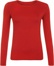 Load image into Gallery viewer, Womens Ladies Long Sleeve Stretch Plain Scoop Neck T Shirt Top Assorted 8-26