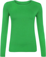 Load image into Gallery viewer, Womens Ladies Long Sleeve Stretch Plain Scoop Neck T Shirt Top Assorted 8-26