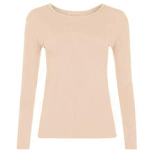 Load image into Gallery viewer, Womens Ladies Long Sleeve Stretch Plain Scoop Neck T Shirt Top Assorted 8-26