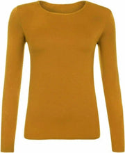Load image into Gallery viewer, Womens Ladies Long Sleeve Stretch Plain Scoop Neck T Shirt Top Assorted 8-26

