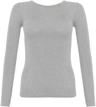 Load image into Gallery viewer, Womens Ladies Long Sleeve Stretch Plain Scoop Neck T Shirt Top Assorted 8-26
