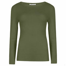 Load image into Gallery viewer, Womens Ladies Long Sleeve Stretch Plain Scoop Neck T Shirt Top Assorted 8-26

