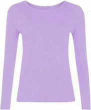 Load image into Gallery viewer, Womens Ladies Long Sleeve Stretch Plain Scoop Neck T Shirt Top Assorted 8-26
