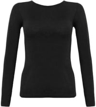Load image into Gallery viewer, Womens Ladies Long Sleeve Stretch Plain Scoop Neck T Shirt Top Assorted 8-26
