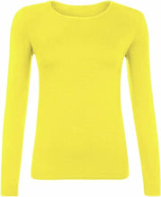 Load image into Gallery viewer, Womens Ladies Long Sleeve Stretch Plain Scoop Neck T Shirt Top Assorted 8-26
