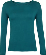 Load image into Gallery viewer, Womens Ladies Long Sleeve Stretch Plain Scoop Neck T Shirt Top Assorted 8-26
