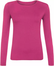 Load image into Gallery viewer, Womens Ladies Long Sleeve Stretch Plain Scoop Neck T Shirt Top Assorted 8-26
