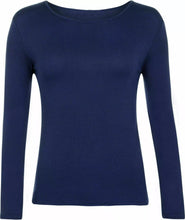 Load image into Gallery viewer, Womens Ladies Long Sleeve Stretch Plain Scoop Neck T Shirt Top Assorted 8-26
