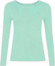 Load image into Gallery viewer, Womens Ladies Long Sleeve Stretch Plain Scoop Neck T Shirt Top Assorted 8-26
