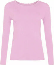 Load image into Gallery viewer, Womens Ladies Long Sleeve Stretch Plain Scoop Neck T Shirt Top Assorted 8-26
