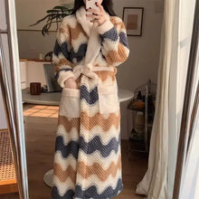 Load image into Gallery viewer, Women'S Pajamas Cute Pijama Winter Sleepwear Warm Robe Sets Long Home Wear Bathrobe plus Velvet Warmth Coral Fleece Nightgown
